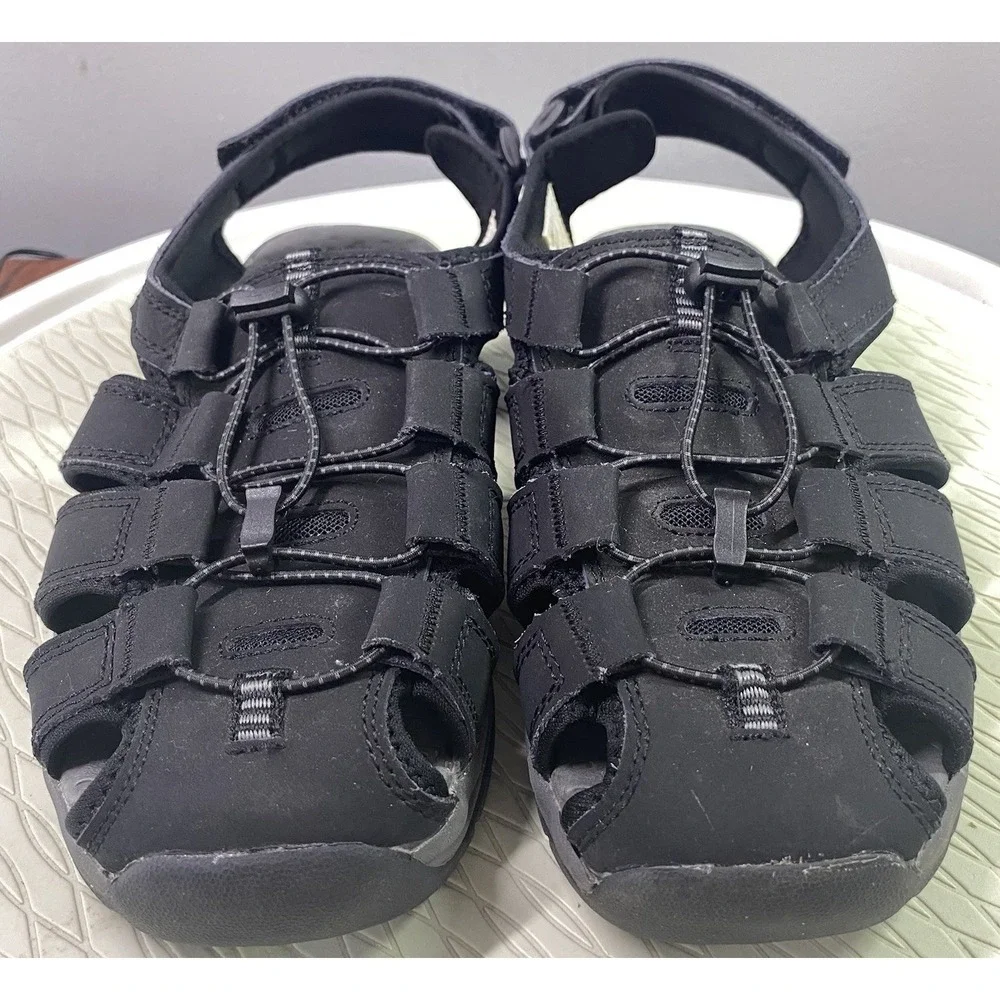 Coleman Chandler Men's Leather Hiking/ Outdoor Sandals Shoes- Black Sz. 9M‎
